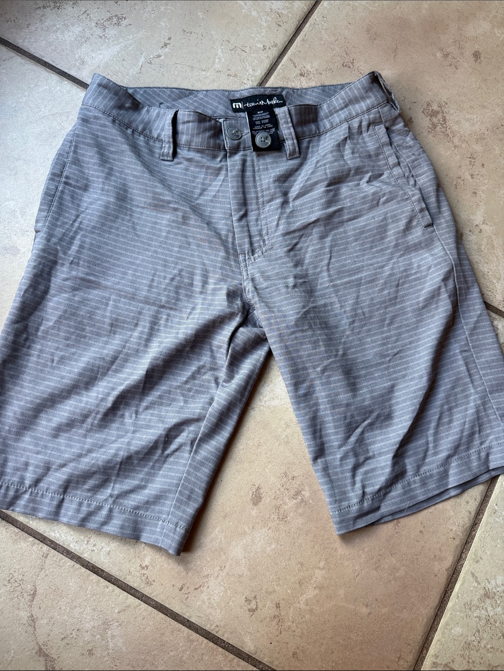 Travis Mathew Gray Striped Shorts